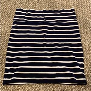 Navy and White Striped Bodycon Skirt